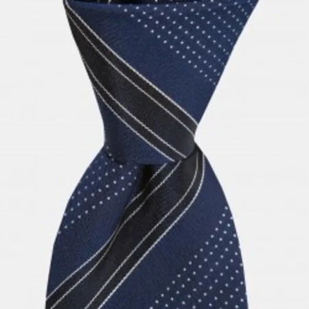 

Black striped navy blue silk tie 67827942