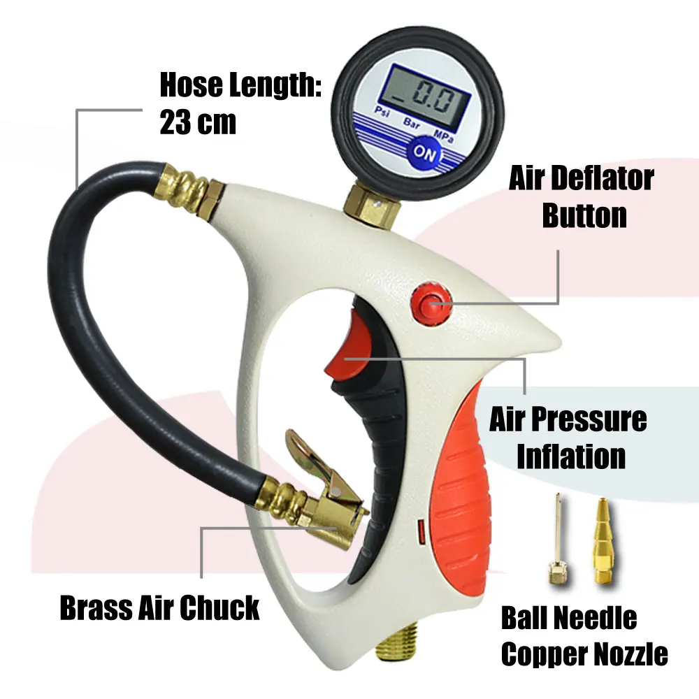 Цифровой манометр для шин эргономичный прибор накачки автомобилей велосипедов