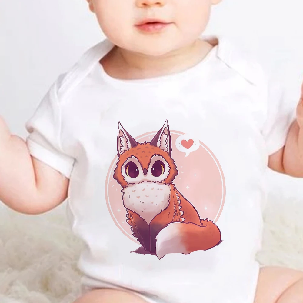 

Summer Cute Baby Bodysuit Kawaii Animal Fox Printed Girls Aesthetic Bodysuit Harajuku Fashion Newborn 0-24M One-Pieces Onesie