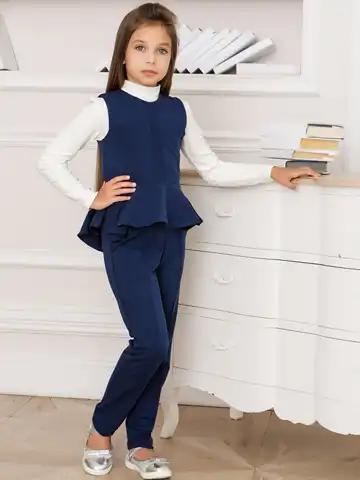 Костюм ДИКА школьная форма для девочек жилетка для девочки детский трикотажный нарядная выпускной синяя черная бордо темно серая