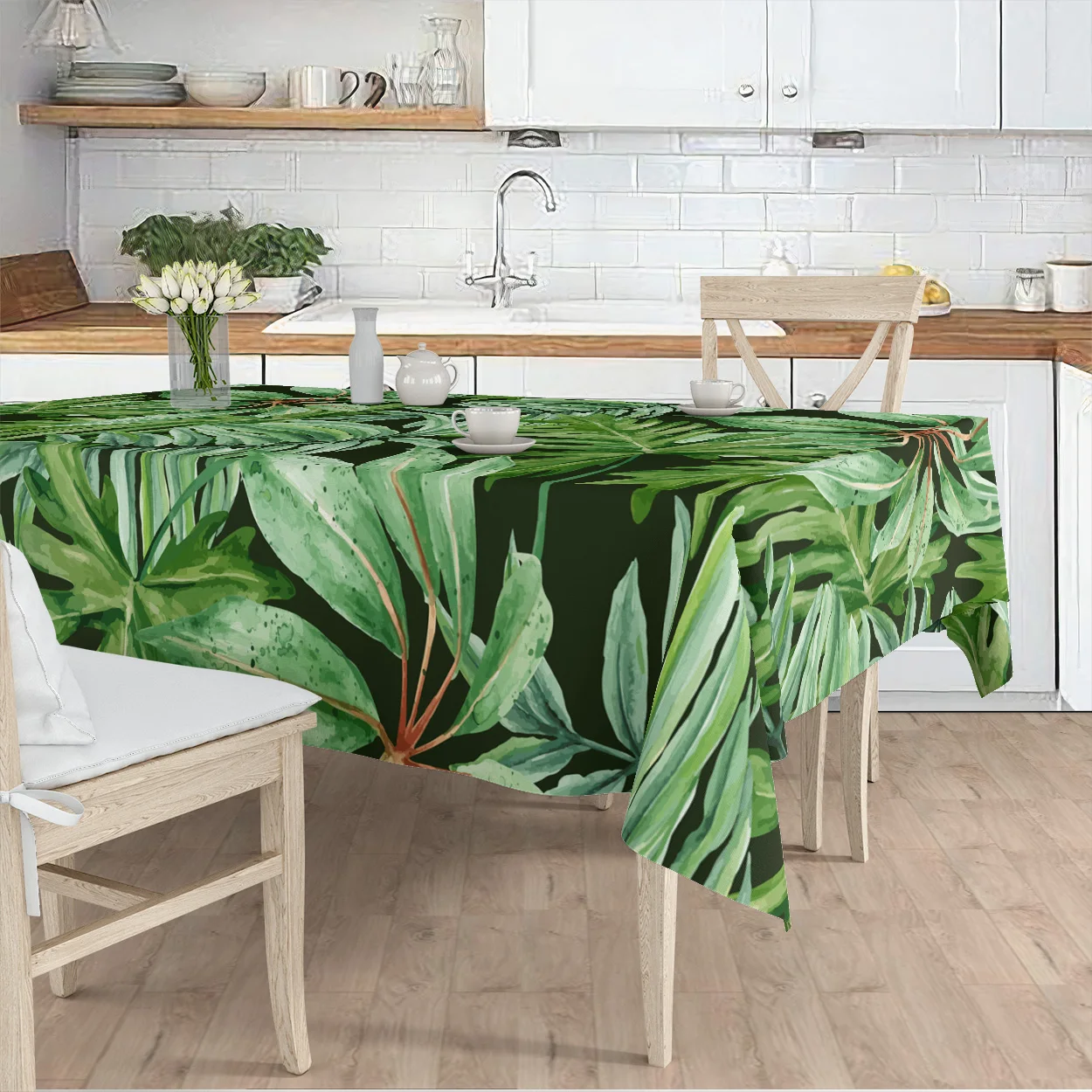 

tablecloth Living Room Kitchen green leaf pattern micro fabric cover runner pattern Free Shipping