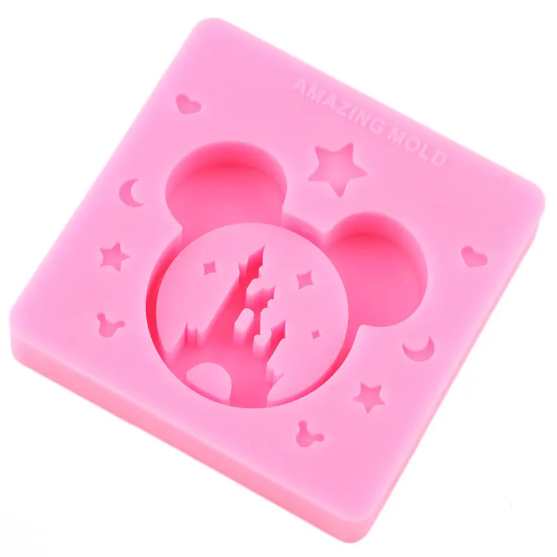 

Disney Mickey Castle Silicone Molds Quicksand Bottle Epoxy Resin Keychain Phone Grip Mold Chocolate Candy Clay Fondant Moulds