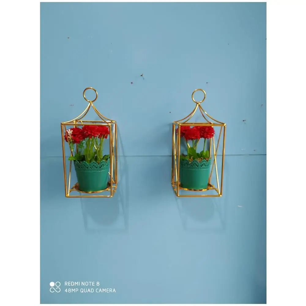 

Gold Metal hanging organizer Bar decor candlestick candle holder Wall Decoration Artificial Flowers