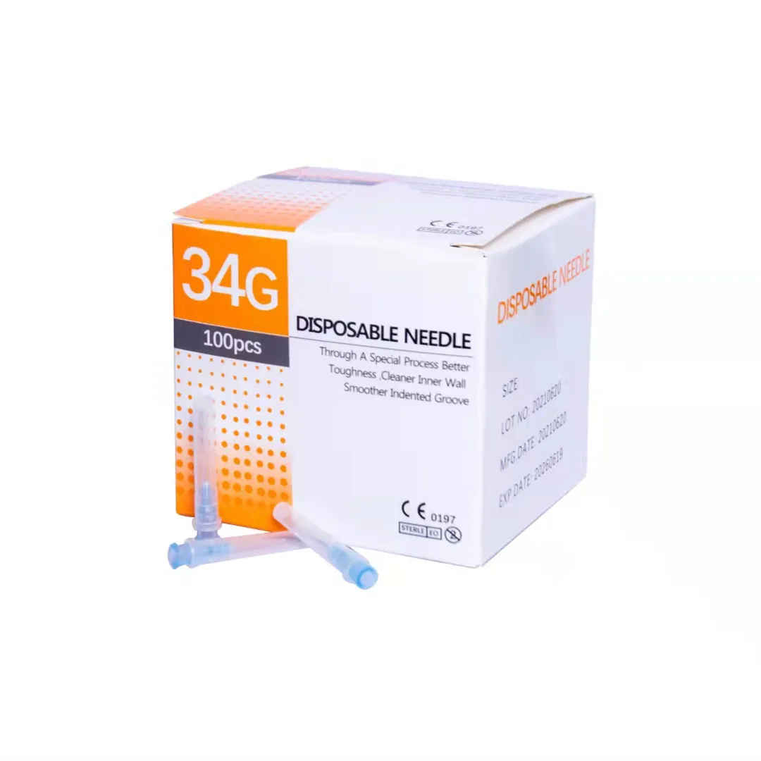 34G 4mm Needle Piercing Transparent Syringe Injection skin prick glue Clear Tip Cap For Pharmaceutical injection