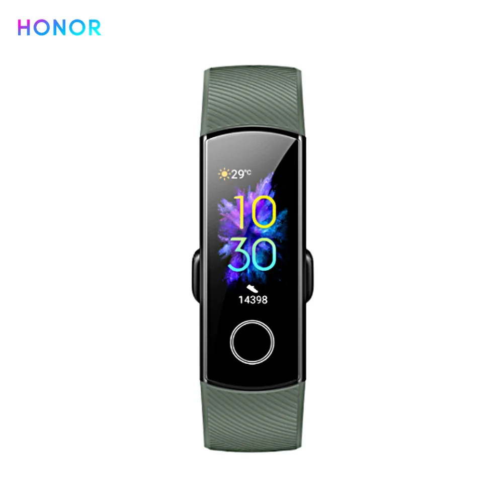 Green Band 5 Global Versio huawei Honor Band 5 4, умный Браслет, умный браслет, шагомер, сенсорный экран, для плавания, сердечного ритма, сна, монитор - Цвет: Green Band 5