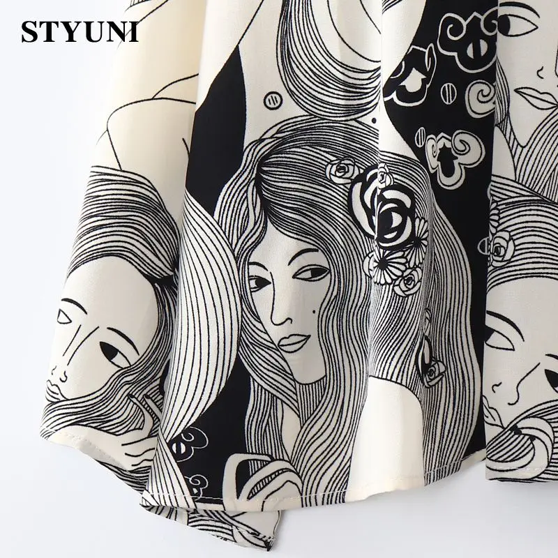 Женское винтажное шифоновое платье элегантное свободное с принтом масла и