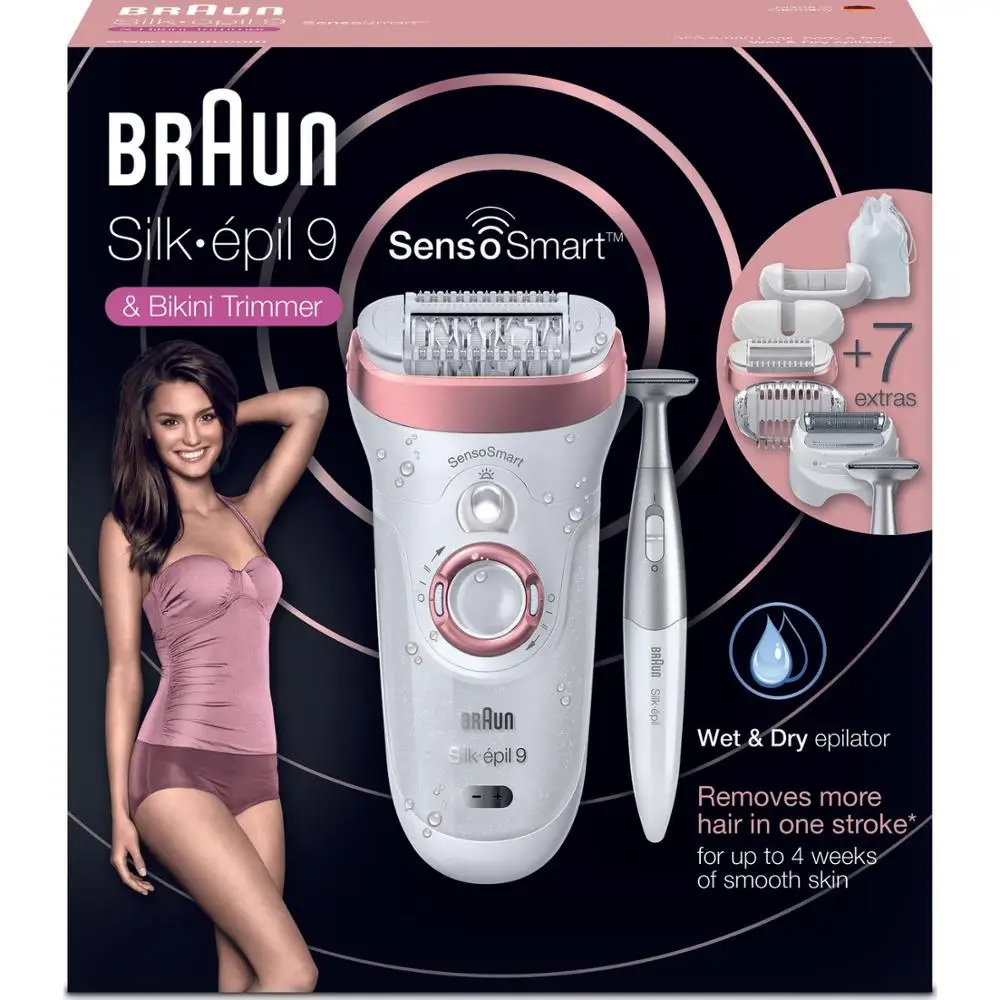 

Беспроводный Эпилятор/Эпилятор Braun Silk-epil 9 9890 SensoSmart розовое золото-7 дополнительных деталей для влажной и сухой эпиляции/удаления волос