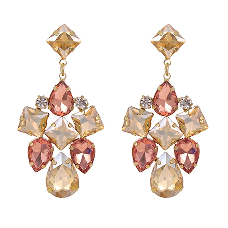 ZHINI Новый стиль тонкой Стразы Висячие серьги для женщин трендовые ювелирные