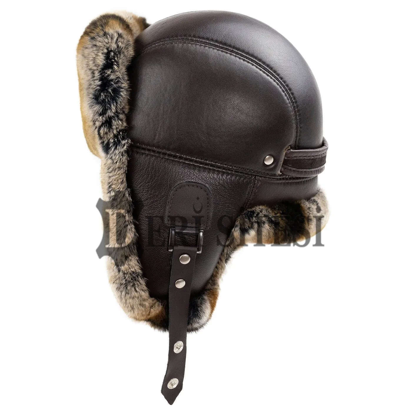 Мужская русская ушанка Авиатор из коричневого меха кролика Рекс зимняя меховая