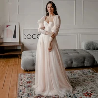 charming wedding dresses tulle appliques sweetheart full sleeve zipper a line bridal gowns novia do 2021 new
