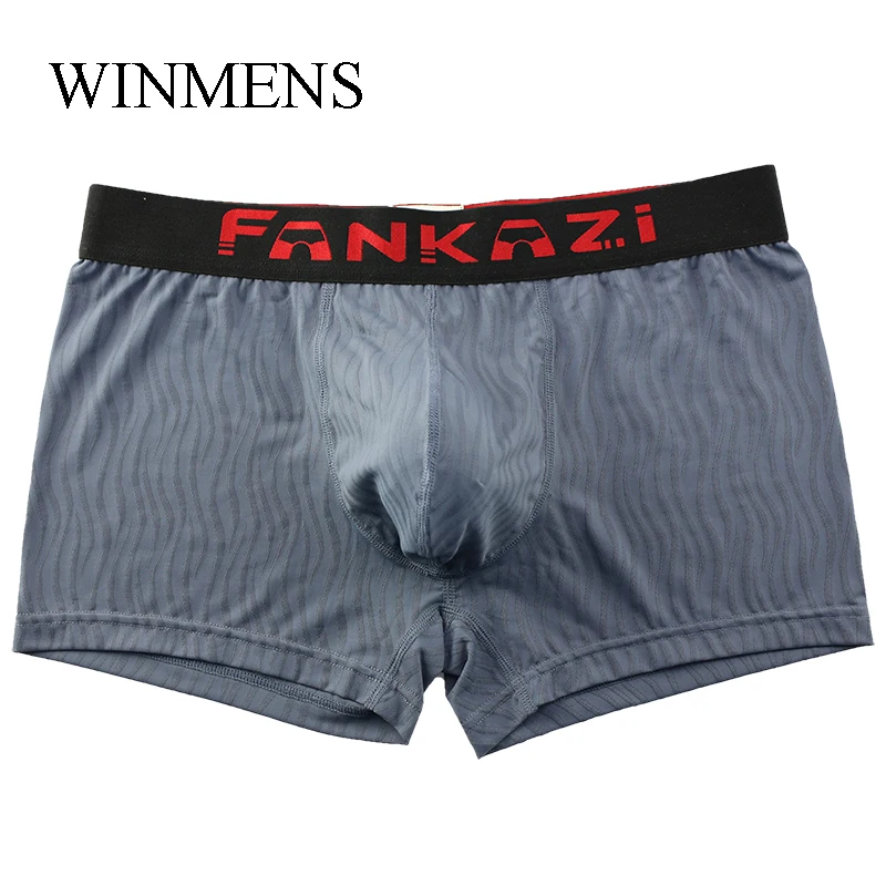 Men's Boxer Shorts Underwear 3 Pcs/Lot Solid Ripple U Convex Male Sexy Big Loose Trunks Panties Close-fitting Breathable