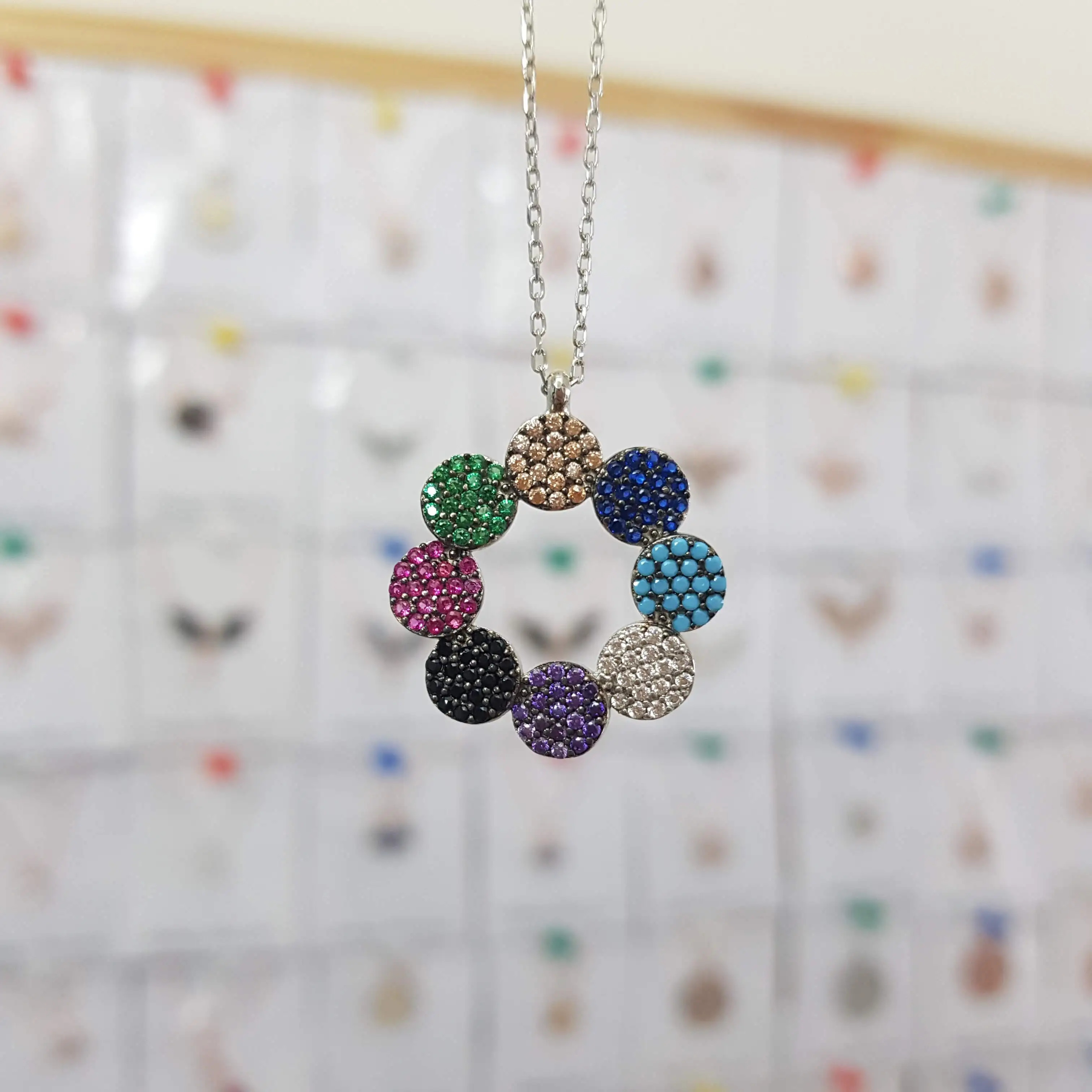 Collier en argent Sterling 925 pour femmes, pendentif avec fleurs colorées en pierre de Zircon, bijou précieux, élégant, chaîne de luxe, Cool, cadeau d'anniversaire