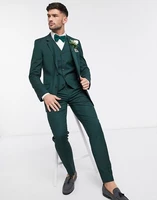 2021 handsome green groom slim fit tuxedos groomsmen best man suits mens wedding dress two button blazer jacketpantsvest