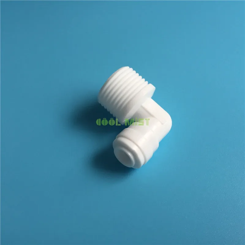 H176 1/4" OD Hose Convert to 1/2" or 1/4'' Male Thread 90 Degree Fittings Plastic Quick Connectors for Misting System 5Pcs/pack |