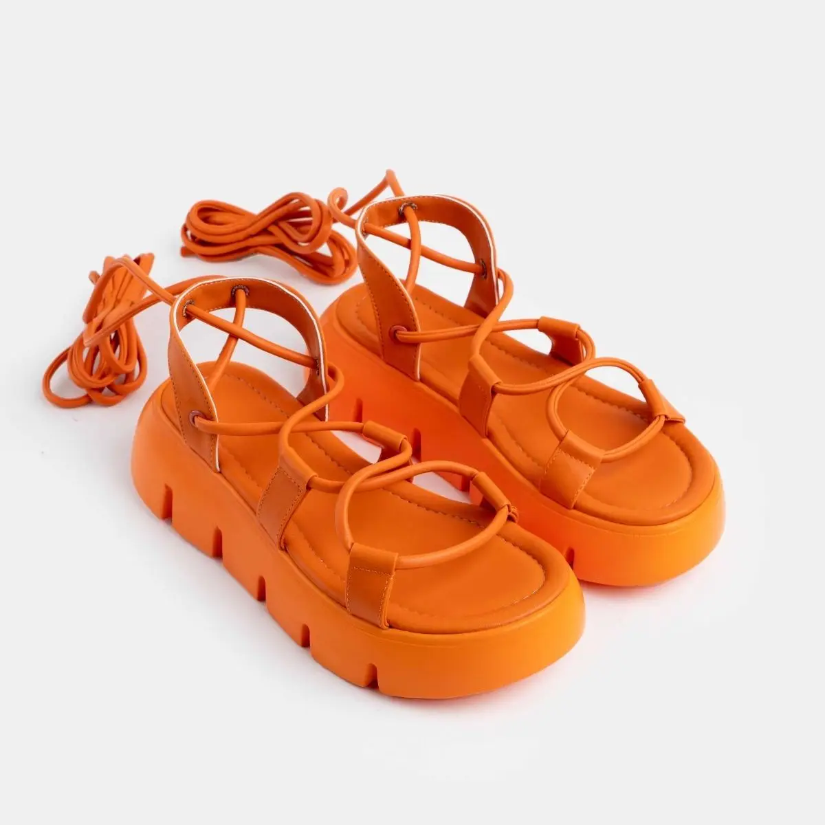 

NiCarmen Light Sole Rope Detailed Ankle Gladiator Platform Women's Sandals New Season Style Fashion Flat Sole Beach Summer Holid