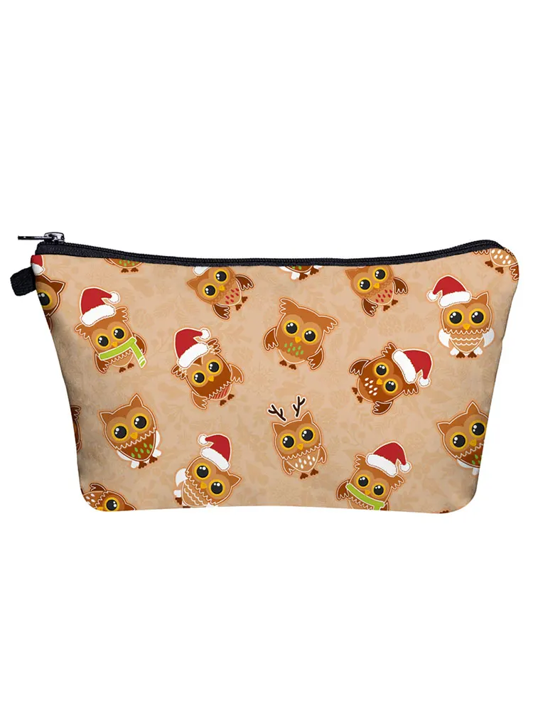 

Waterproof Makeup Bag Christmas Gift Bag Owl Printed Cosmetic Bags Hot Sale Women's Bag Portable Organizer Casual Pencil Cases