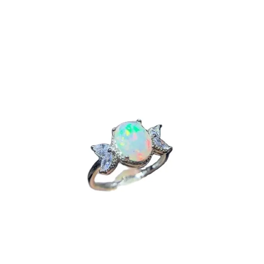 

KJJEAXCMY Boutique Fine Jewelry 925 Sterling Silver Natural Gemstone White Opal Female Models Women Miss Ring