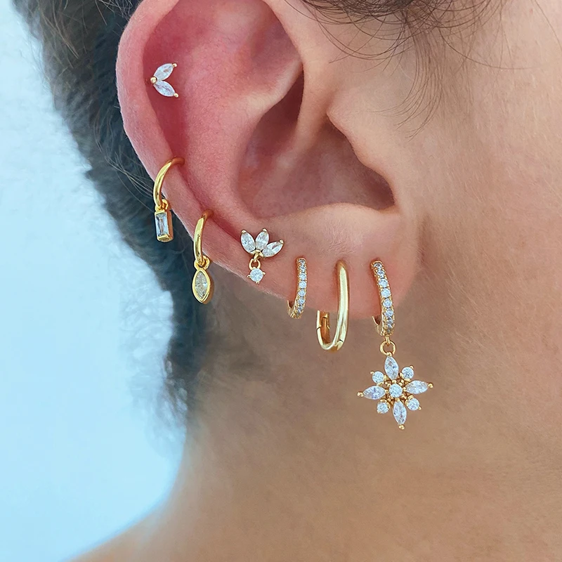 

New Fashion Snowflake Earrings For Women 925 Sterling Silver Gold Silver Color Women's Wedding Jewelry Earring Gift kolczyki