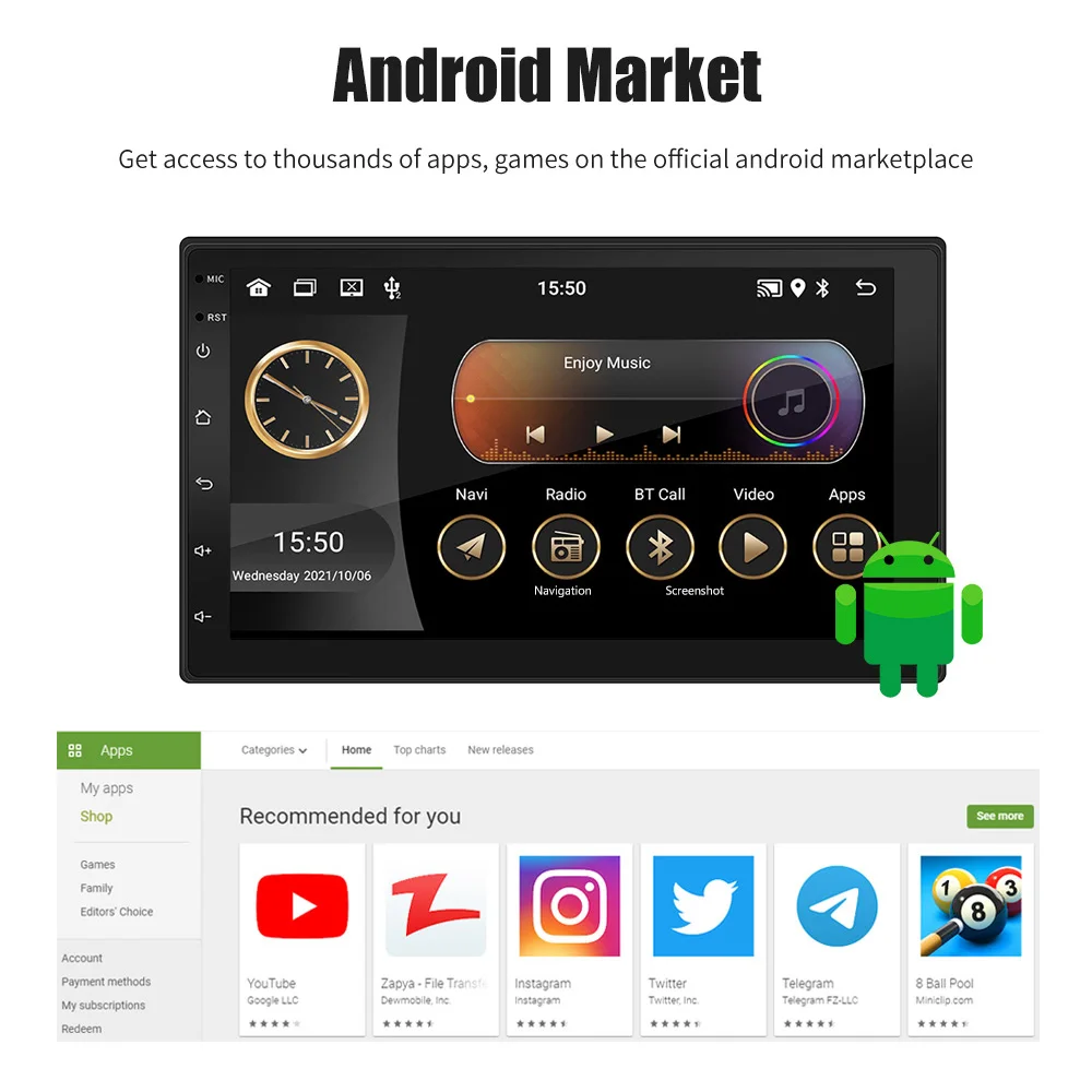 $73.29 ESSGOO 7 inch Car Radio 2 Din Android 11 Autoradio GPS WiFi Bluetooth Stereo FM Radio Mirrorlink Universal Car Multimedia Player