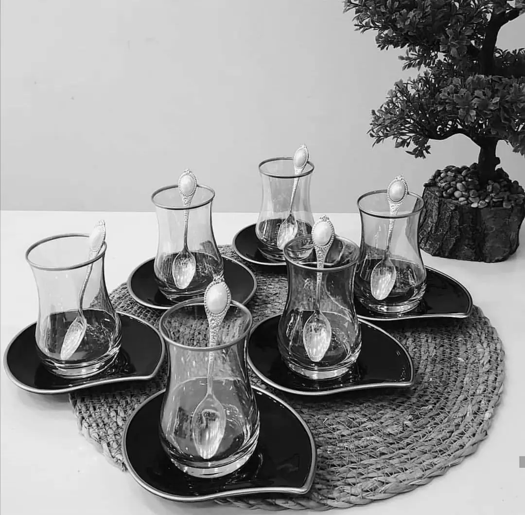 

Чайный сервиз, Роскошный Серебристый набор из 12 чайных стаканов, чайный сервиз, который украсит ваш стол