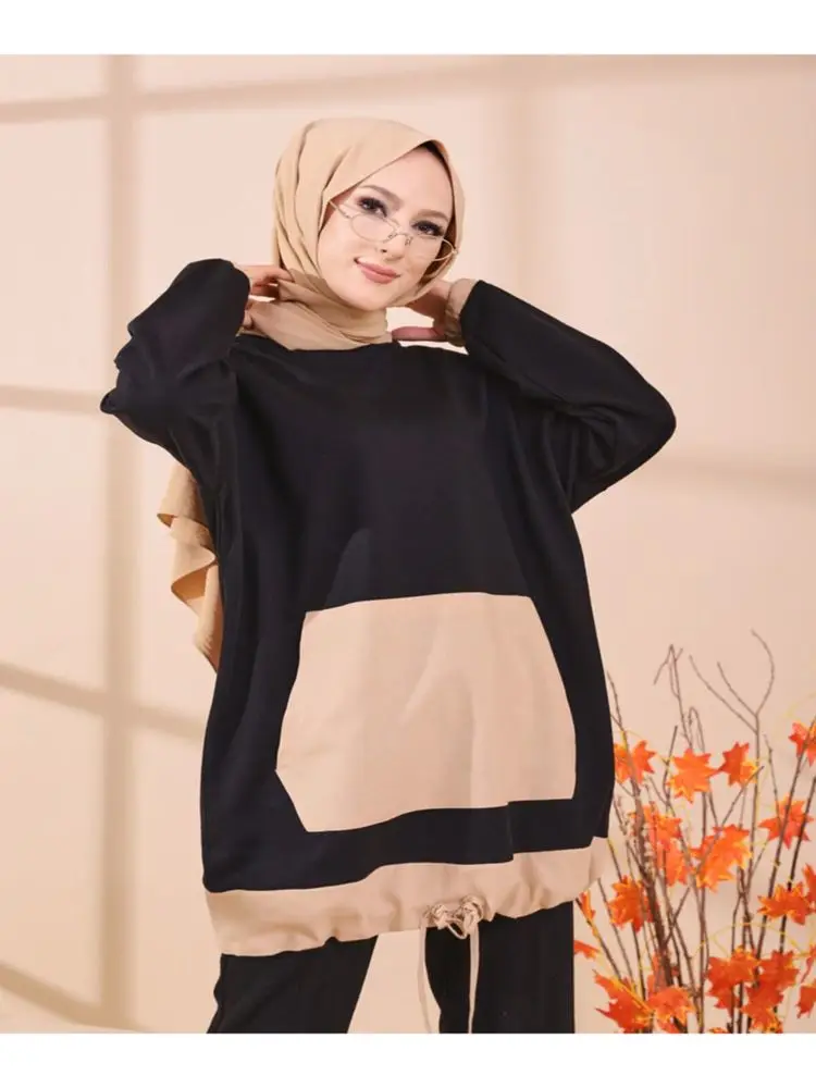 

Hooded Sweatshirt Oversize Sportswear Tracksuit Tops Islamic Clothing Women Modest Hijab Muslim Fashion 2021 Autumn Winter