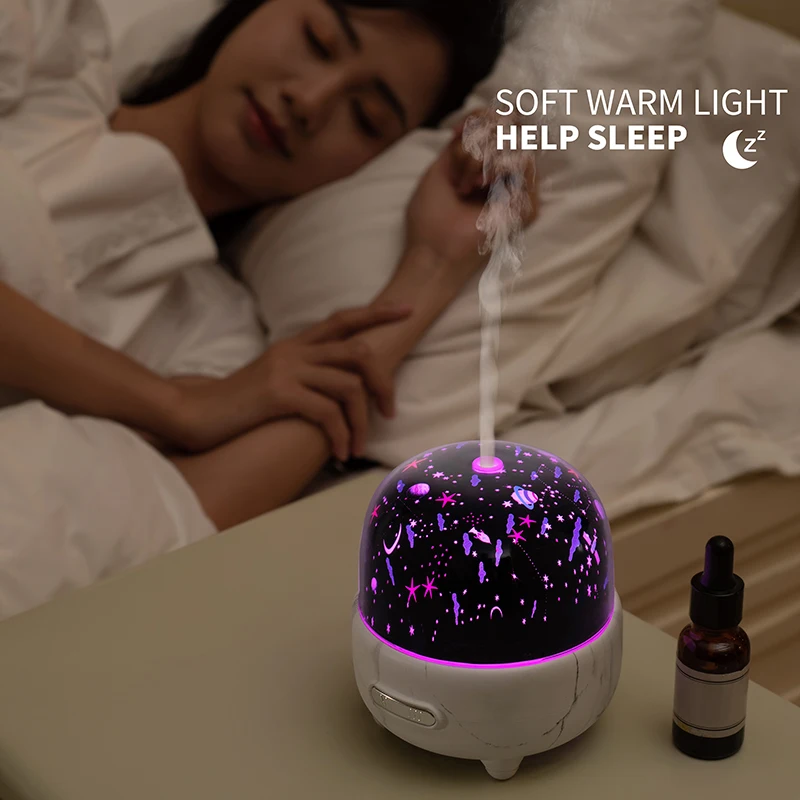 

180ml Wood Grain Aroma Diffuser For Home USB Air Humidifier with Starry Sky Projection Night Lamps Mini Office Air Purifier