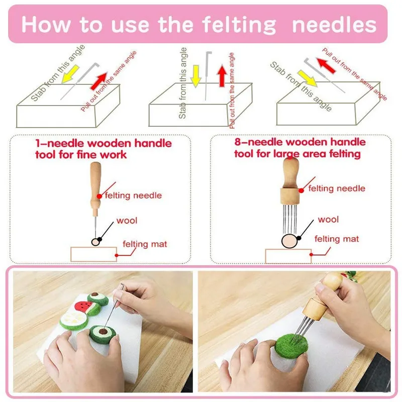 Набор игл для валяния шерсти TLKKUE с деревянной ручкой мульти-тыкать иглы из