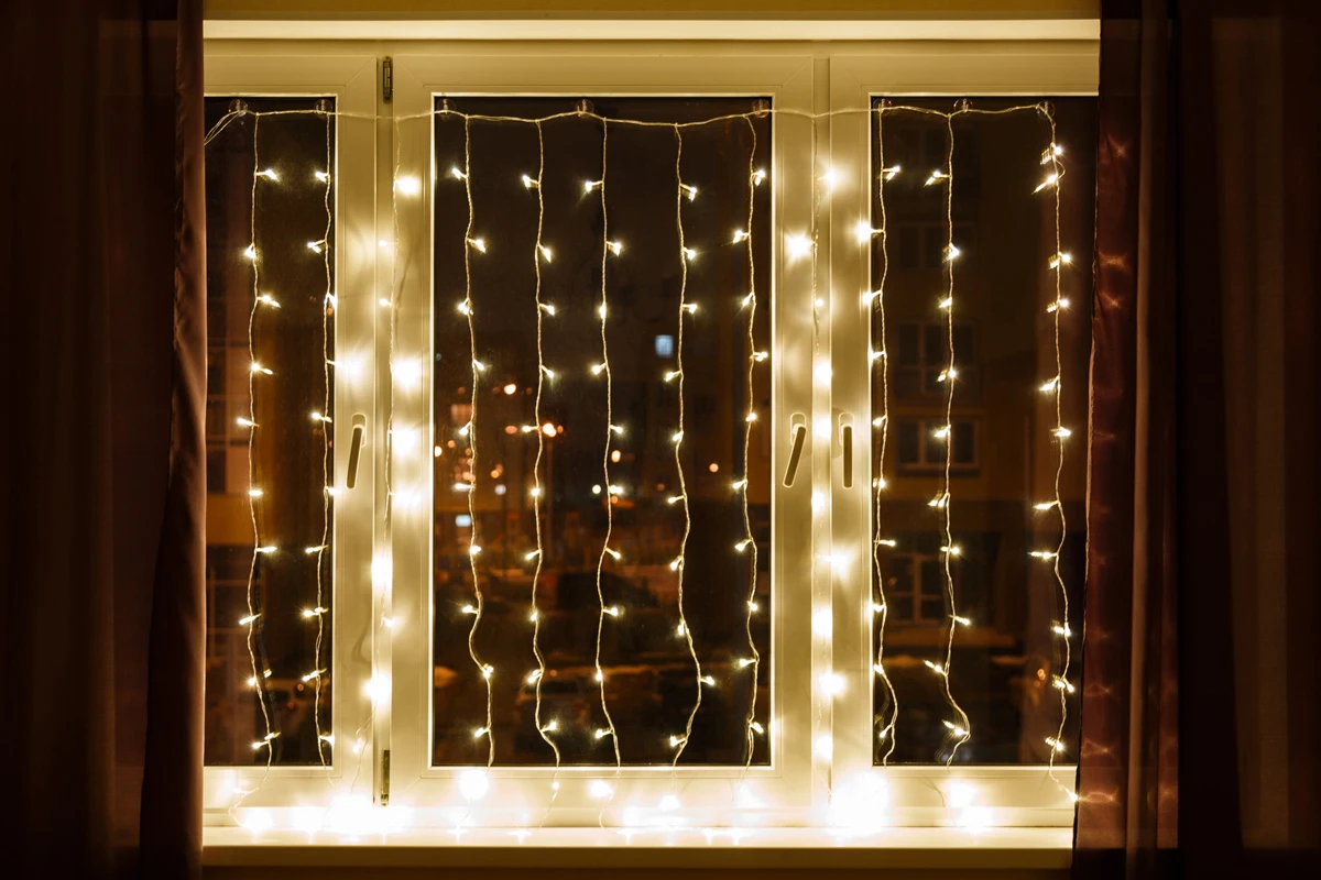 Светодиодная Гирлянда штора для дома окна 1.5Х1.5 метра - занавеска. | Освещение