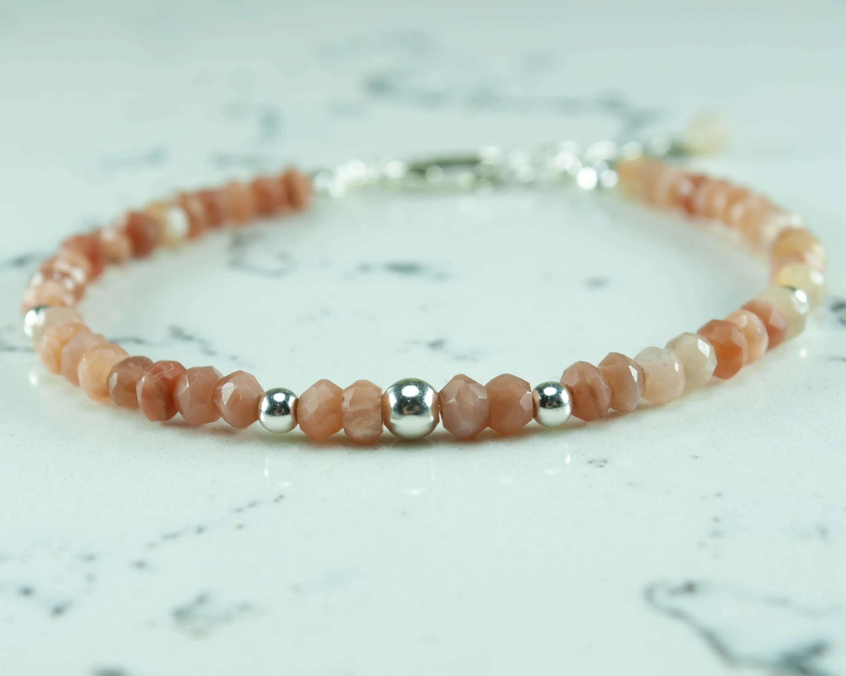 

Brown Moonstone Bracelet, Brown Gemstone bead with silver bead, 925 Sterling Silver Jewelry for Women, hand Made in TURKEY