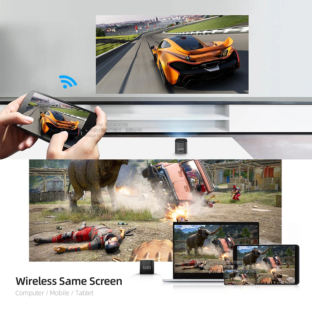 AUN Новый мини проектор D019 Android 7 1 (1 Гб + 16 Гб) 2 4G/5G WI FI BT4.0 120 дюйма Портативный