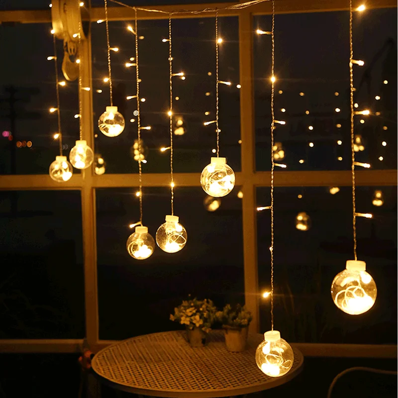 

2.5m 12 wishing ball curtain light string Christmas decoration wish light Christmas tree bedroom living room decoration