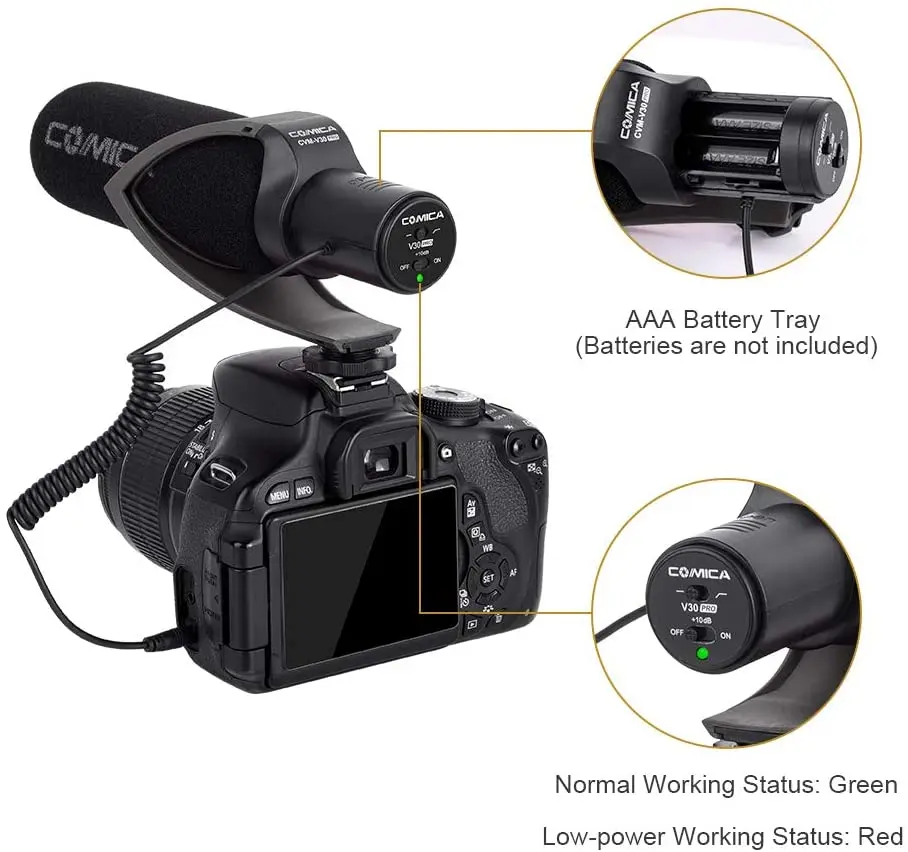 Видеомикрофон Comica CVM-V30 PRO конденсаторный микрофон для Canon Nikon Sony DSLR камер запись