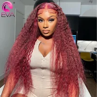 Deep Wave 99J Burgundy Red Colored Wig 13x6 Lace Front Human Hair Wigs For Women Highlight Curly 4x4 Closure Wigs Pre Plucked