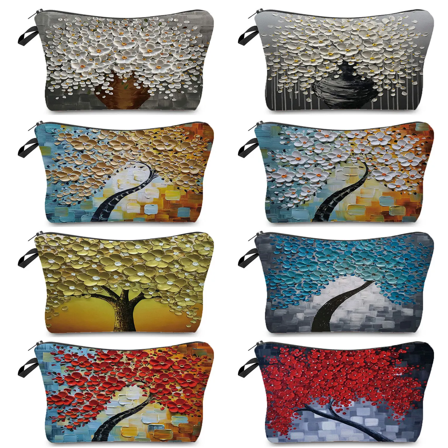 Индивидуальная женская сумка для макияжа с цветком вишни масляной краской чехол