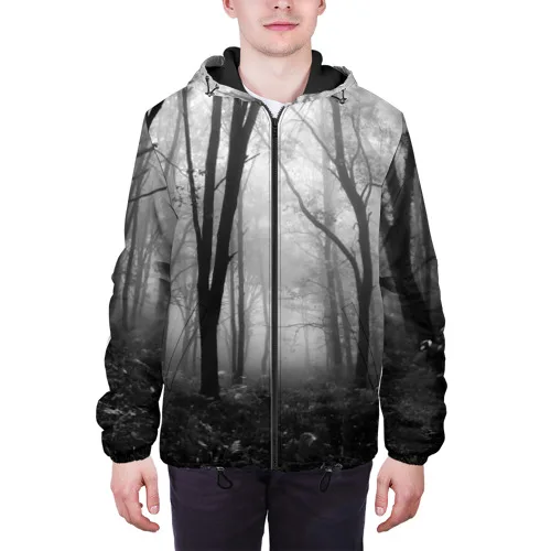 Мужская куртка 3D Туман в лесу | одежда