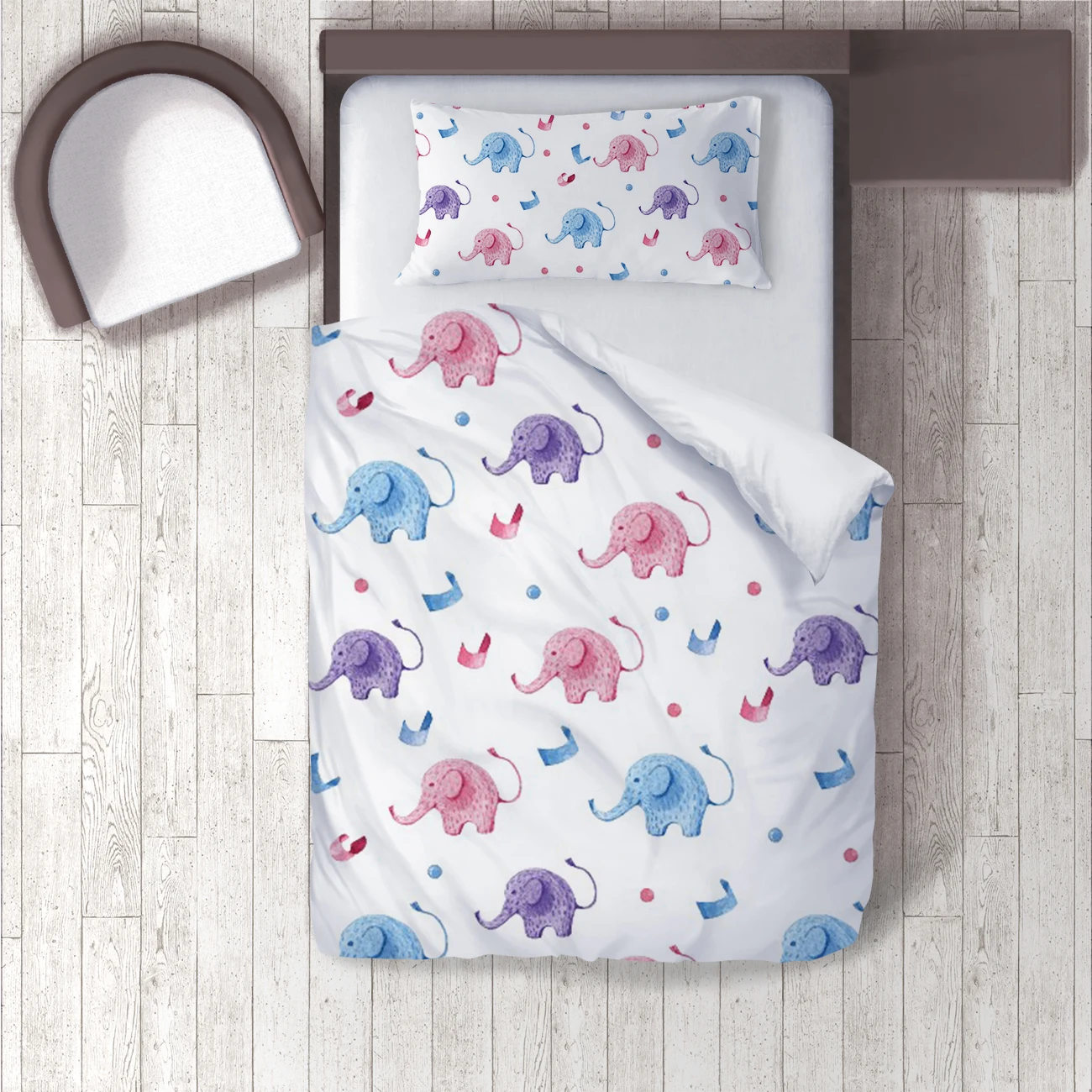 

Duvet Cover Set Bedding Set Pillow Case for Baby and Kids Room 3D Printed Colorful Little Elephant Model 1422