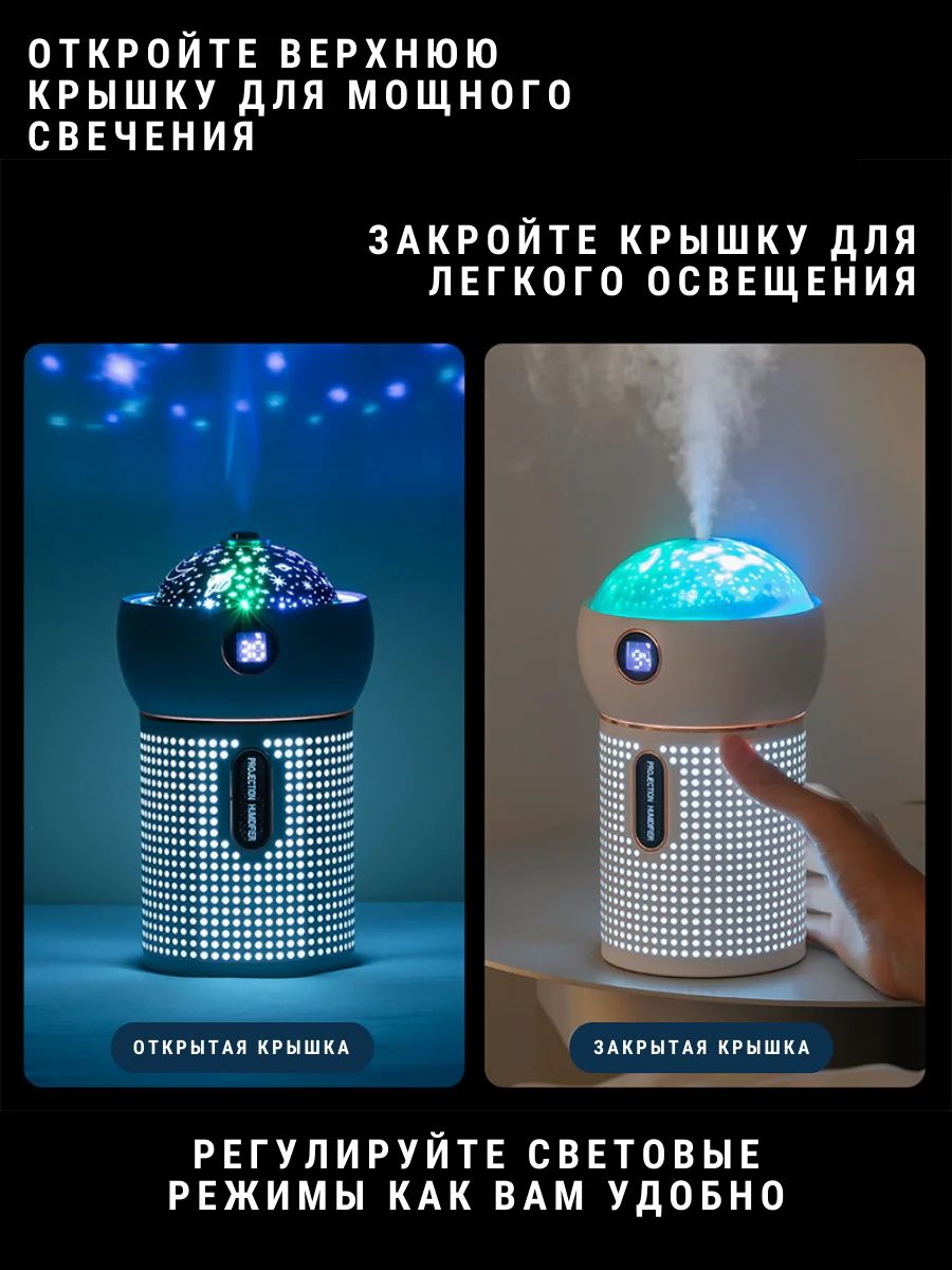 ERAY Мини Увлажнитель воздуха ночник 630 мл "Космос" с проектором ...