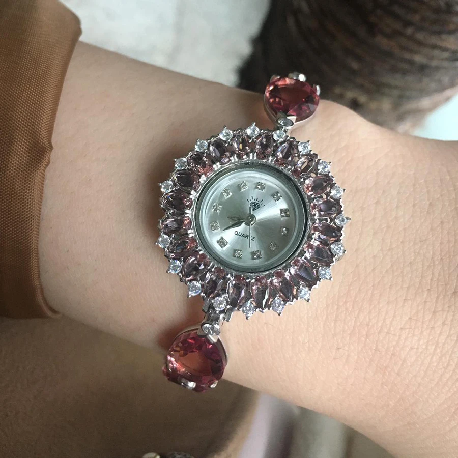 Handmade Zultanite Silver Quartz Watch for Women , Color Changing Drop Zultanite Stone Watch, Silver Handmade Zultanite Watch