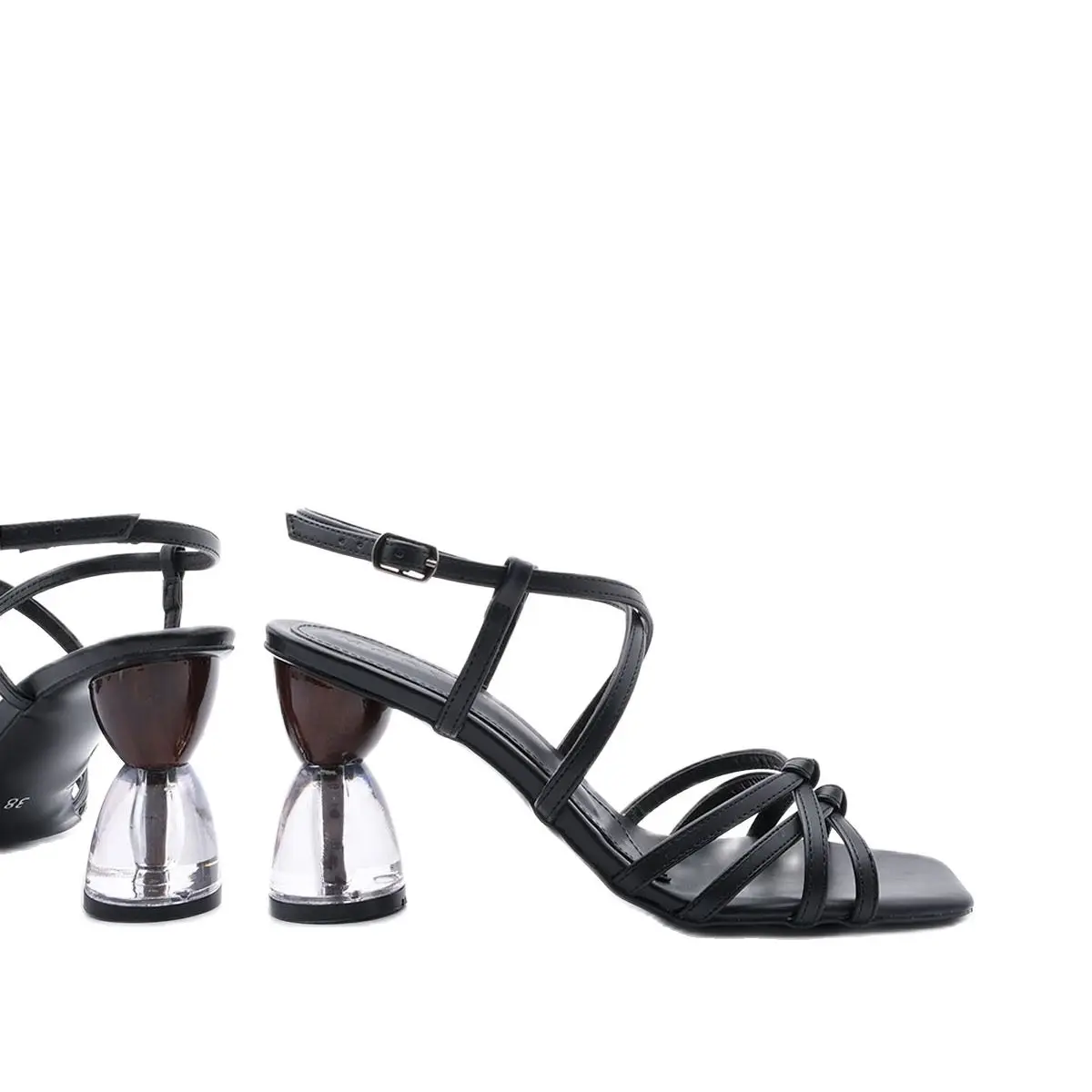 

2021 Женские босоножки обувь Женские роскошные высококачественные сандалии прозрачные туфли на каблуках с открытым носком Квадратные туфли ...