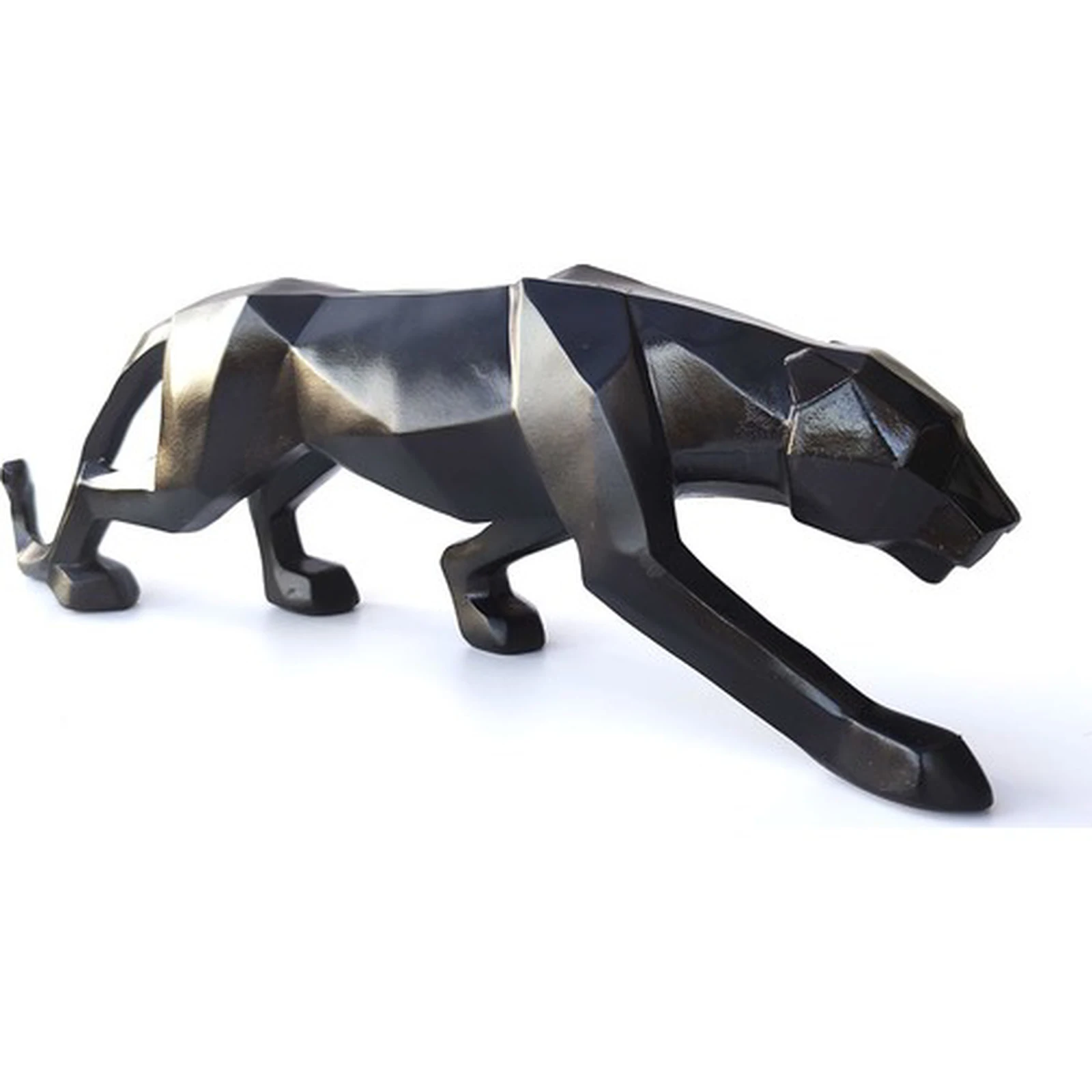 

Cubic Tiger Trinket Animal Figurine Modern Design Panther Statue Abstract Geometric Style Resin Leopard Sculpture Home Accessory