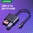 Кардридер UGREEN Type C на USB SD Micro SD TF кардридер для iPad, аксессуары для ноутбуков, адаптер для карт памяти USB-C кардридер