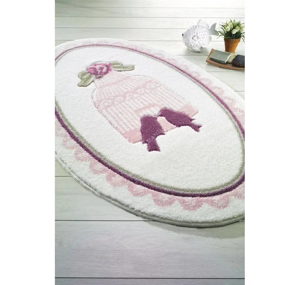 

Confetti Bird Cage Bathroom Rug (Pink) - Luxury Decorative Custom Production Bathroom Carpet 80x130 cm