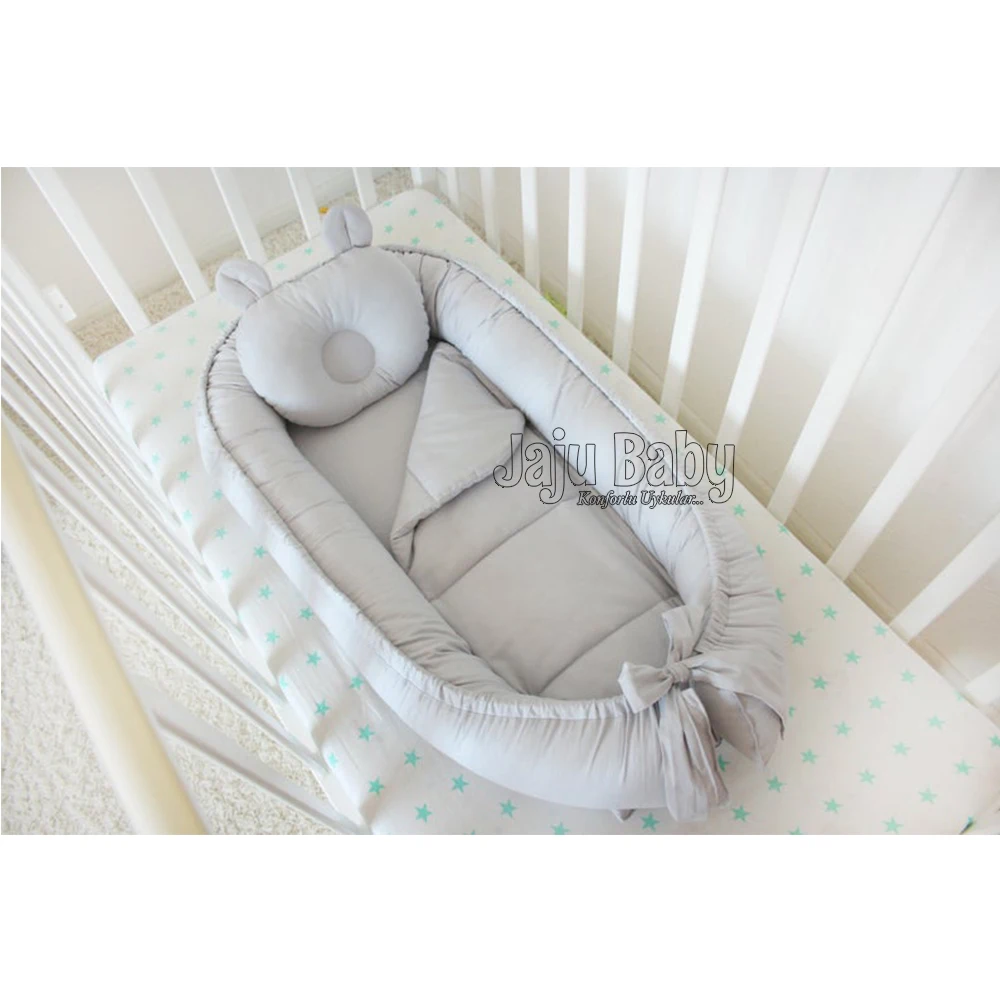 Детское постельное белье Jaju для малышей ручной работы простой серый цвет специальный дизайн детское постельное белье портативная кроватка для путешествий для новорожденных мам