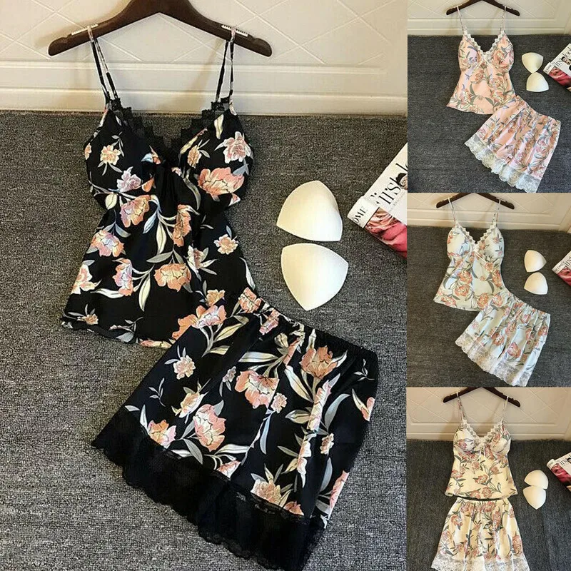 Женский комплект из 2 предметов Шелковый Атласный Кружевной укороченный топ и