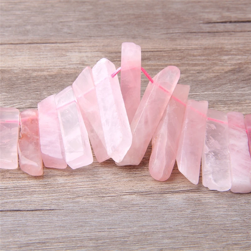 

Pink Quartz Point Beads Natural Crystal quart Pendants For Jewelry Necklace Making Healing Energy Chakra Stone DIY Wedding Decor