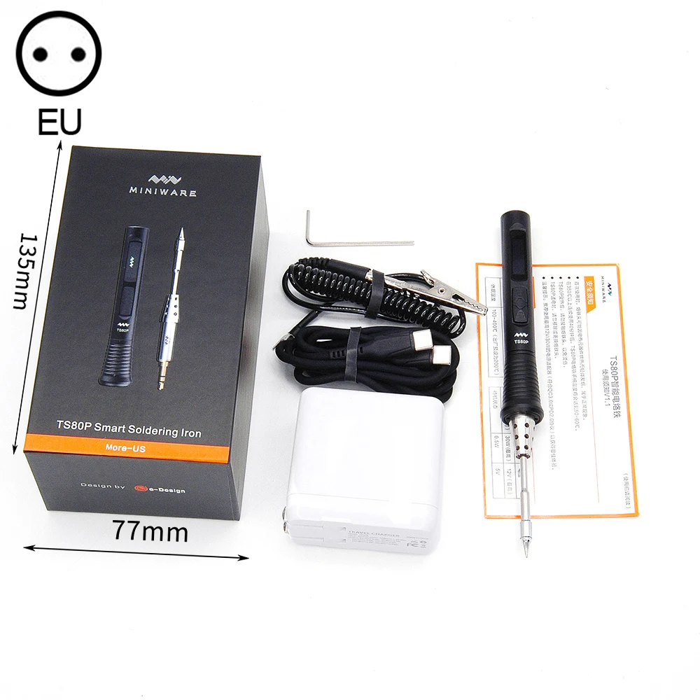 

TS80P Mini Electric Soldering Iron Adjustable Temperature Digital Solder Station LED Display USB Type C PD2.0 QC3 Welding Tool