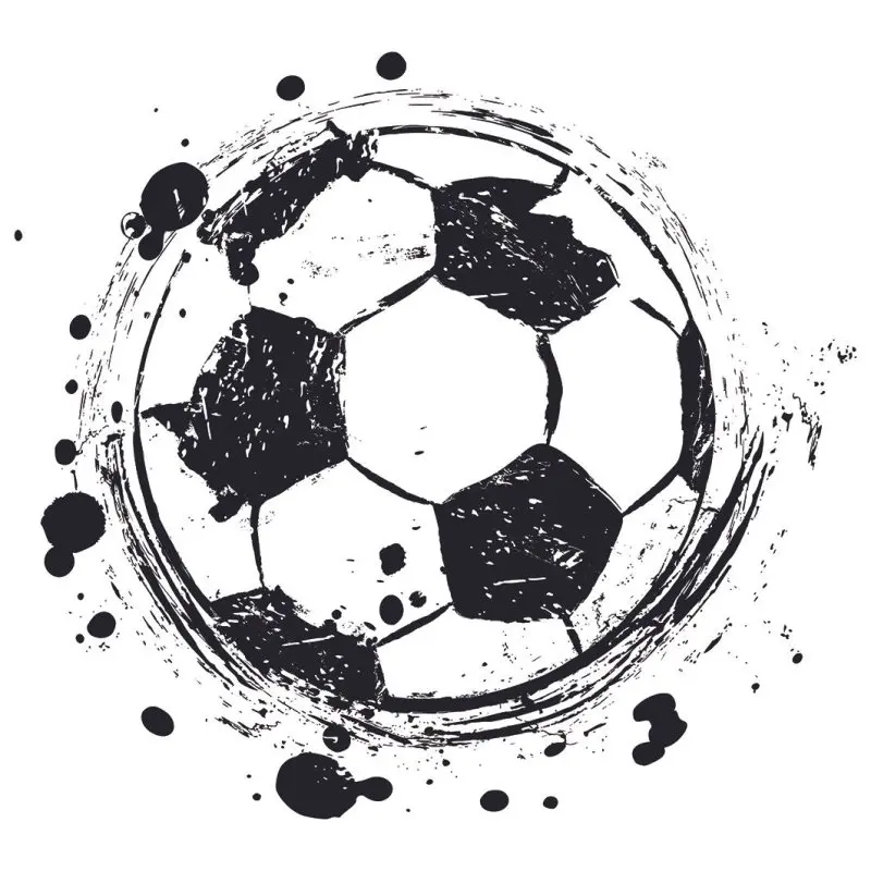 

Curtain Soccer Ball Football Grungy Style Black and White Paint Splashes Artistic Illustration