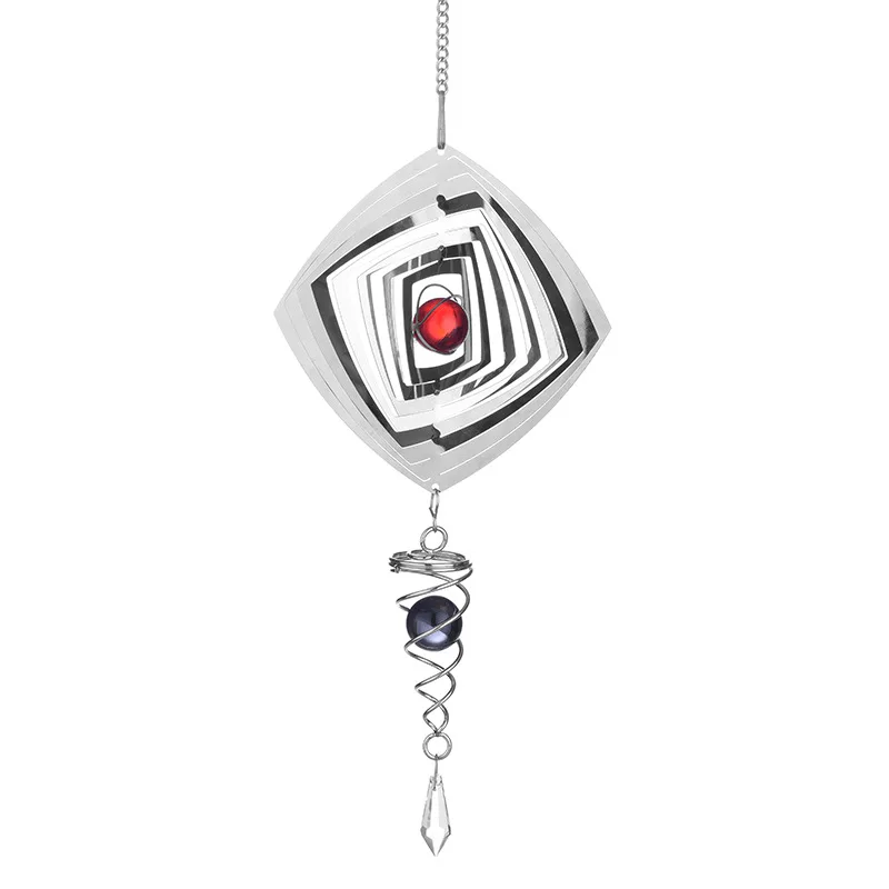 Diamond Strongwell Нержавеющая сталь зеркало, Кристалл мяч стерео вращающийся ветряной колокольчик с украшением в форме Открытый Сад мотор колокольчиков подарки - Цвет: Diamond