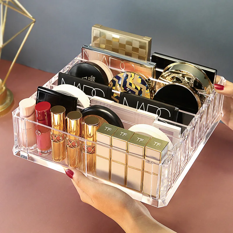 

High Capacity Clear Acrylic Makeup Pressed powder Tools Eyeshadow Palette Organizer Powder Case Multi-layer Desktop Storage Rack