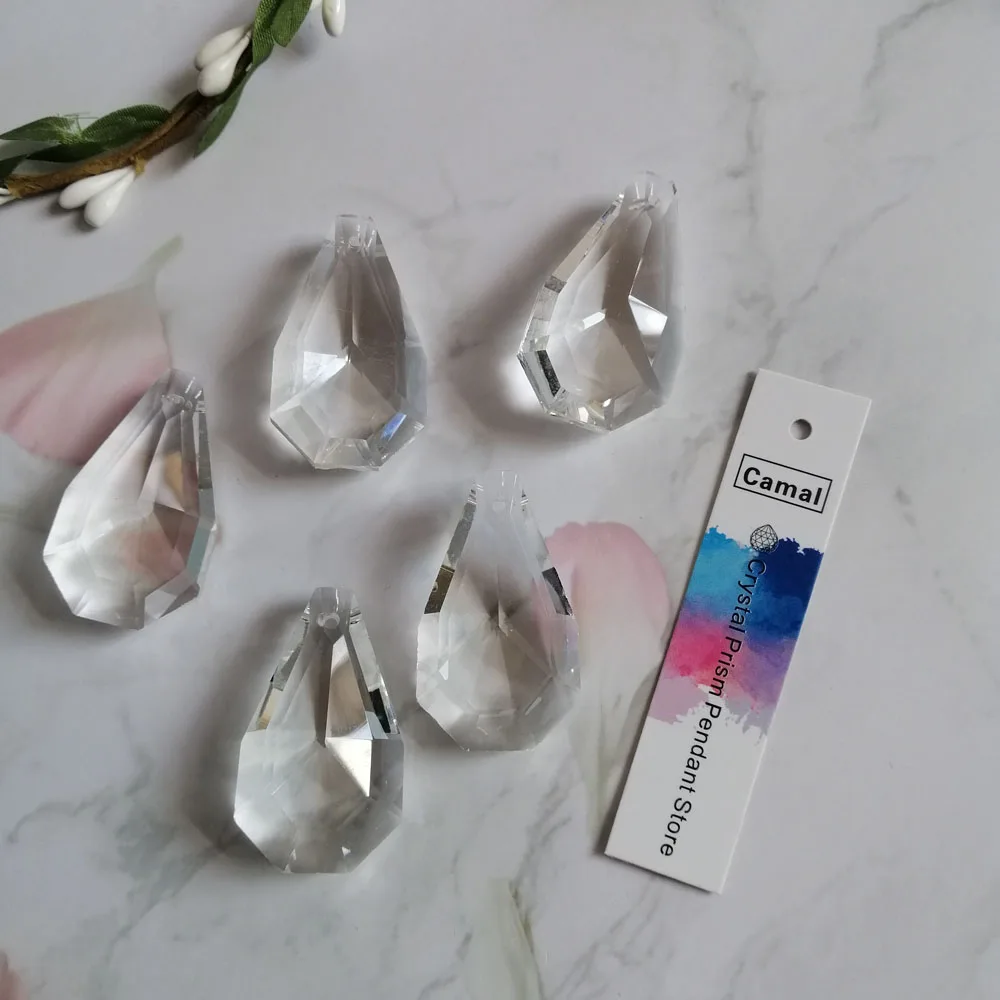 Camal 5pc прозрачного 38 мм Гранёные с одной и плоские другой стороны груша падение